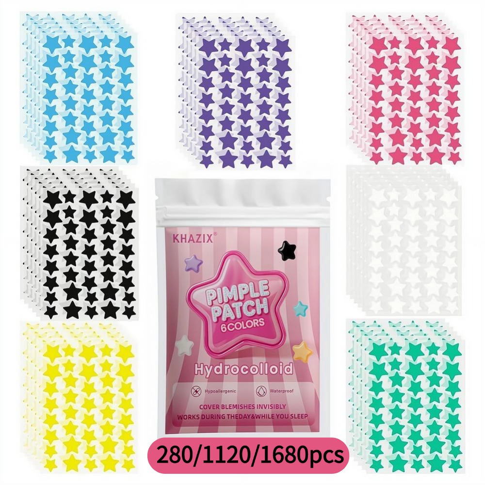 Pressed Powder Foundation - 280/1120/1680pcs Star Hydrocolloid Acne Patches,Colorful Star