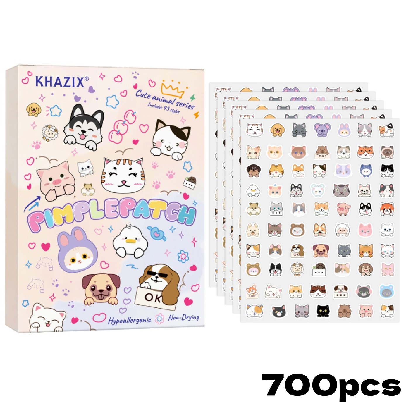 Pressed Powder Foundation - 700pieces of cartoon cat acne patches,