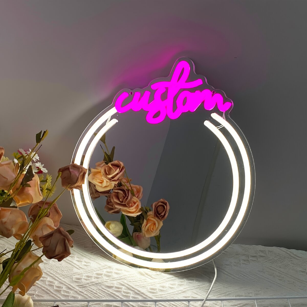 Makeup Beauty Lounge - Custom Mirror Neon Signs, for Vanity/Barthroom/Dressing