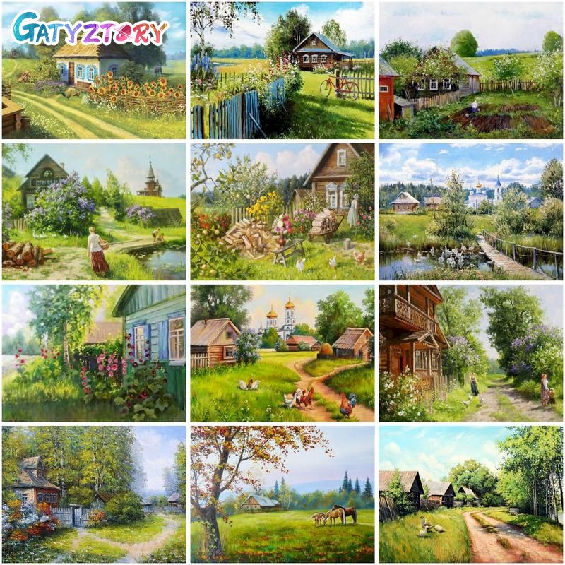 Beauty Makeup Pictures - GATYZTORY Painting By Numbers Beautiful Village