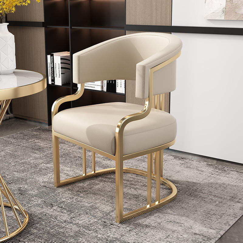 Beauty Makeup Chair - #Light Luxury High-End Dining Chair Metal