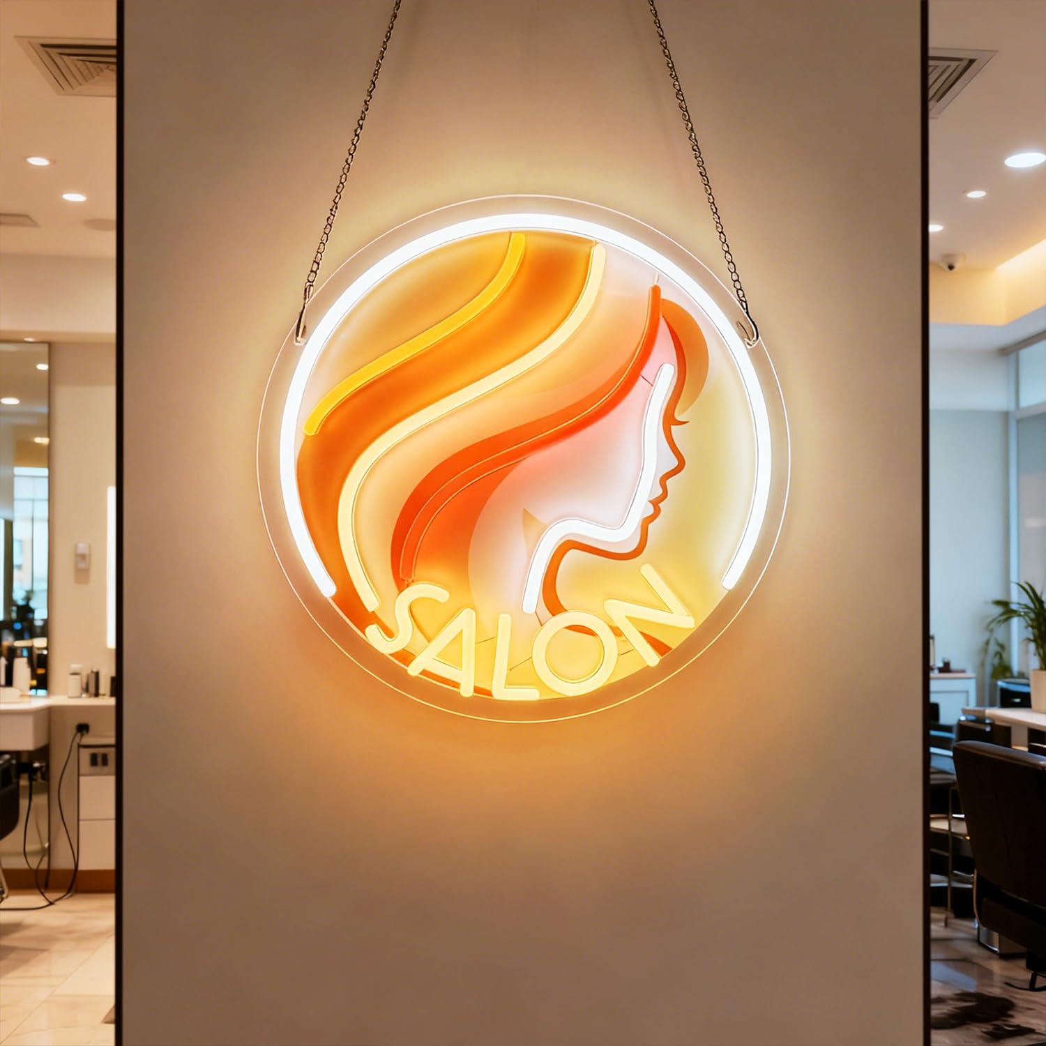 Makeup Beauty Lounge - Lady Profile Salon Neon Sign USB