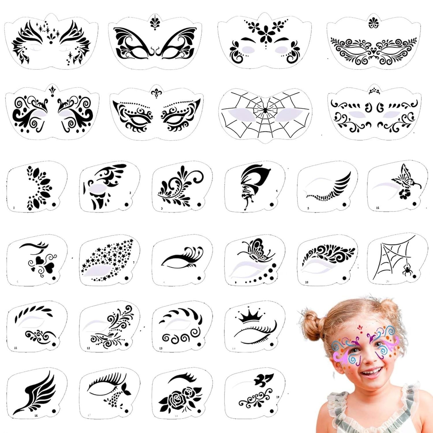 28 Pcs Face Paint Stencils Kit - огляд і ціна Beauty Makeup Pictures