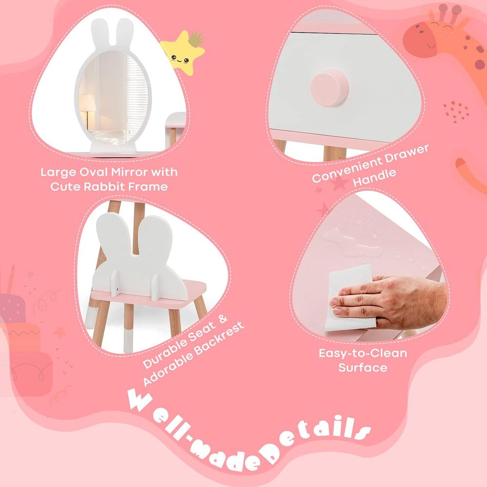 EY Kids Vanity, Rabbit Themed  - огляд і ціна Beauty Makeup Chair