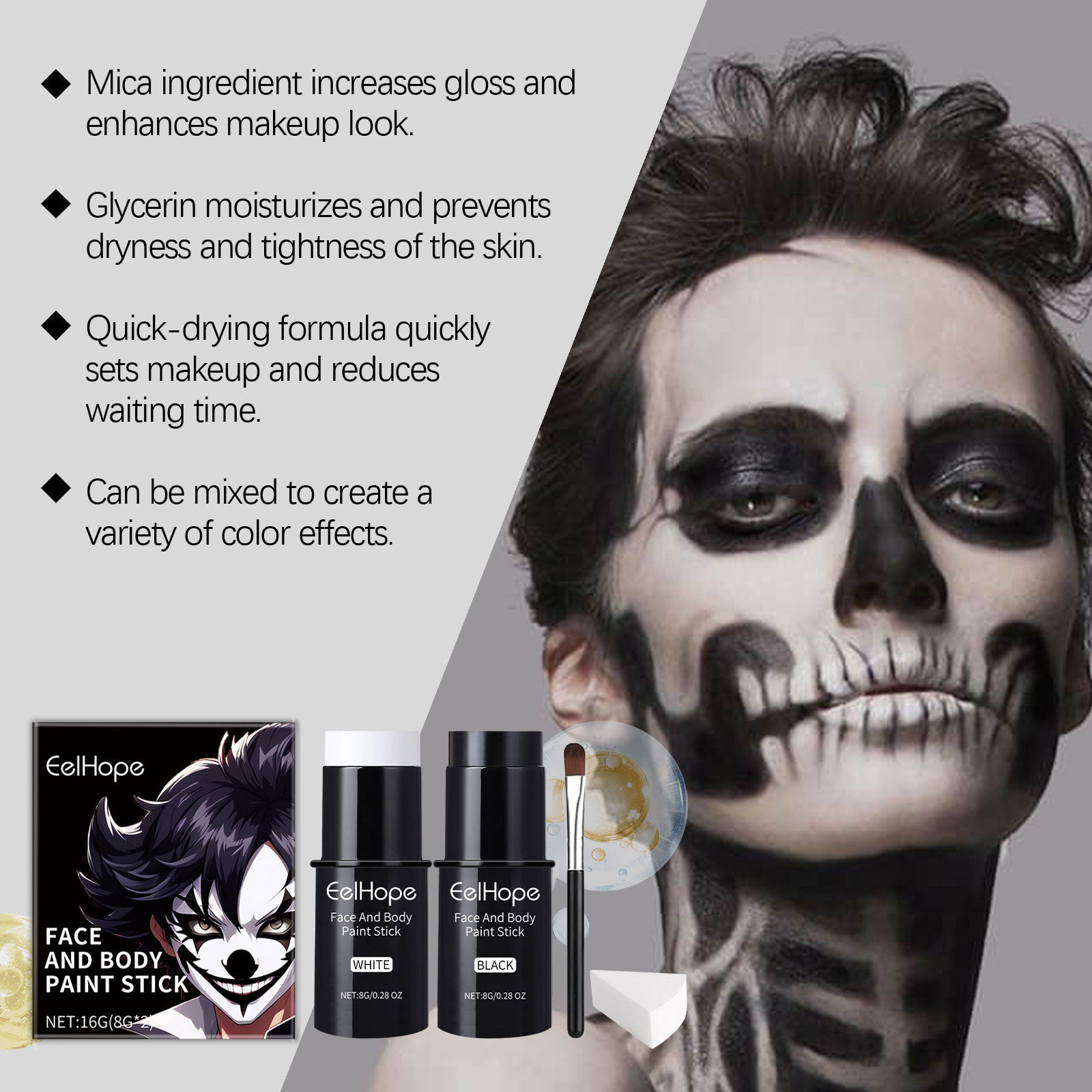 Black White Face Body Paint Ki - огляд і ціна Beauty Makeup Pictures