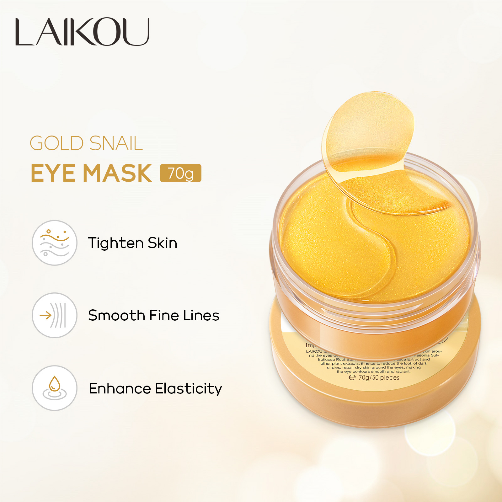 LAIKOU 50pcs Golden Snail Coll - огляд і ціна Collagen Eye Patch