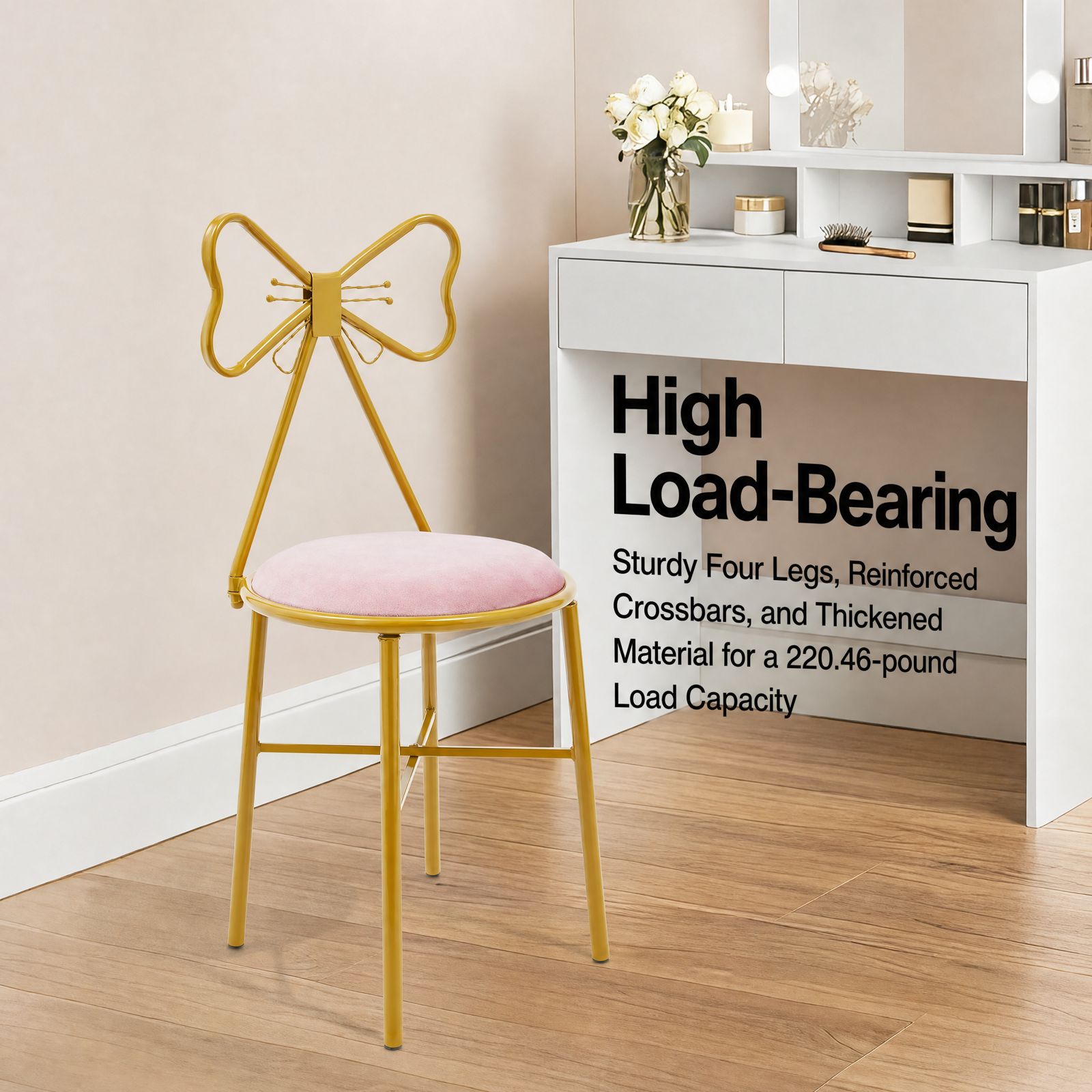 Pink Butterfly Backrest Vanity - огляд і ціна Beauty Makeup Chair